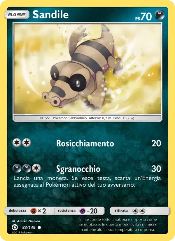 Sandile — Sole e Luna 83 Italian Pokémon card