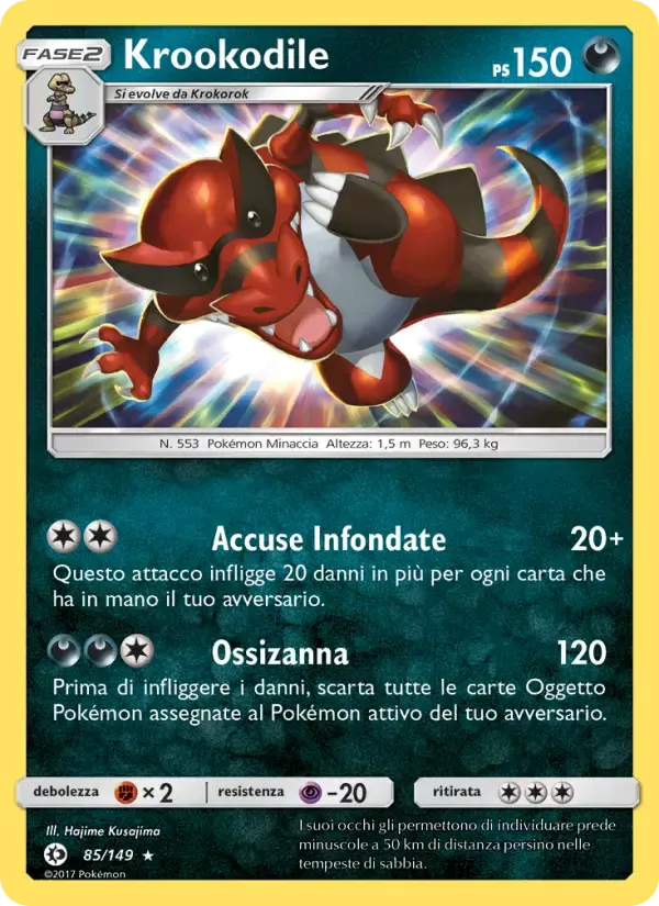 Krookodile — Sole e Luna 85 Italian Pokémon card