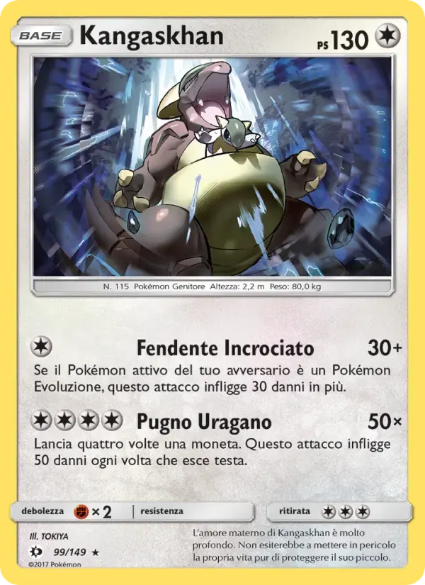 Kangaskhan — Sole e Luna 99 Italian Pokémon card