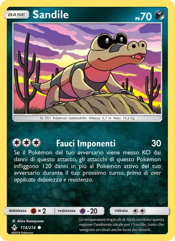 Sandile — Legami Inossidabili 114 Italian Pokémon card