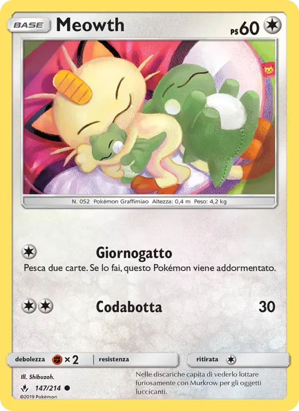 Meowth — Legami Inossidabili 147 Italian Pokémon card