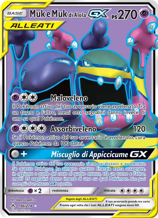 Muk e Muk di Alola GX — Legami Inossidabili 196 Italian Pokémon card
