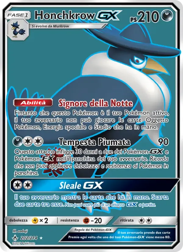 Honchkrow GX — Legami Inossidabili 202 Italian Pokémon card