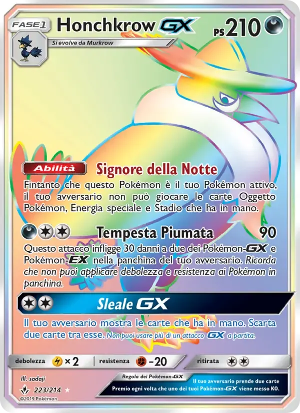 Honchkrow GX — Legami Inossidabili 223 Italian Pokémon card