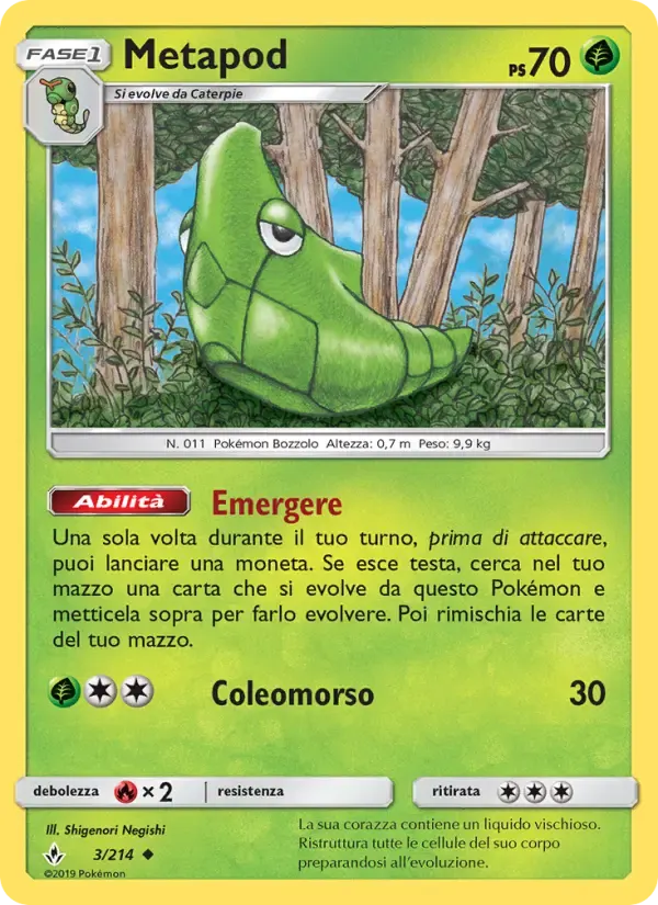 Metapod — Legami Inossidabili 3 Italian Pokémon card