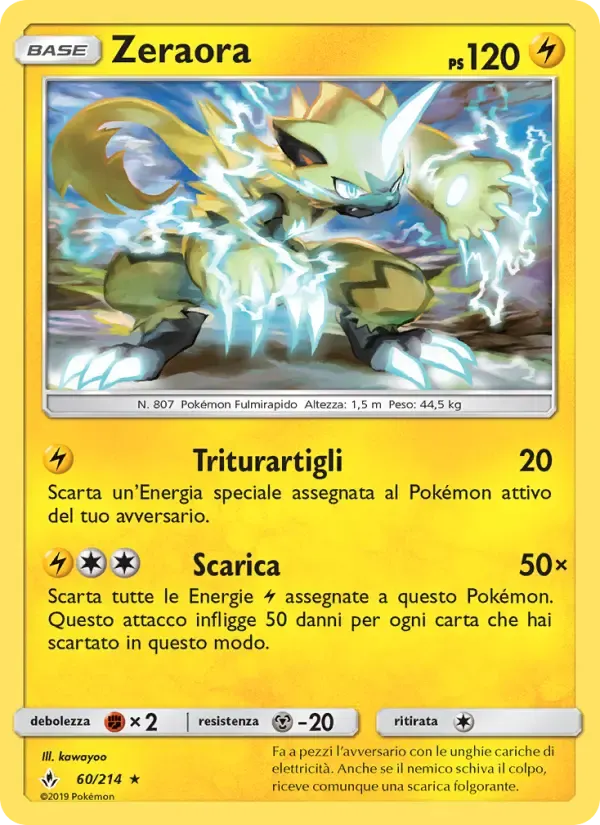 Zeraora — Legami Inossidabili 60 Italian Pokémon card