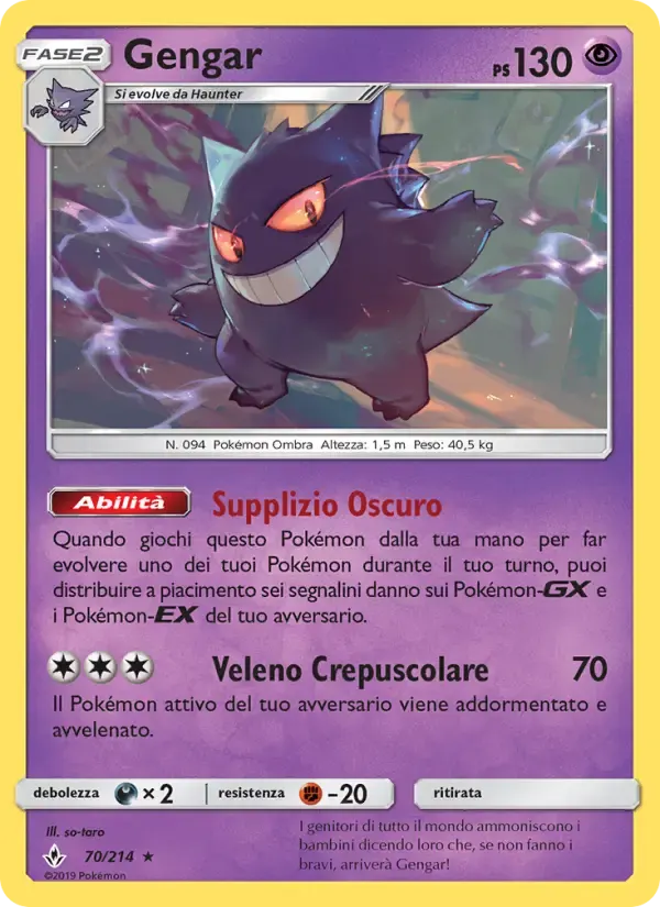 Gengar — Legami Inossidabili 70 Italian Pokémon card