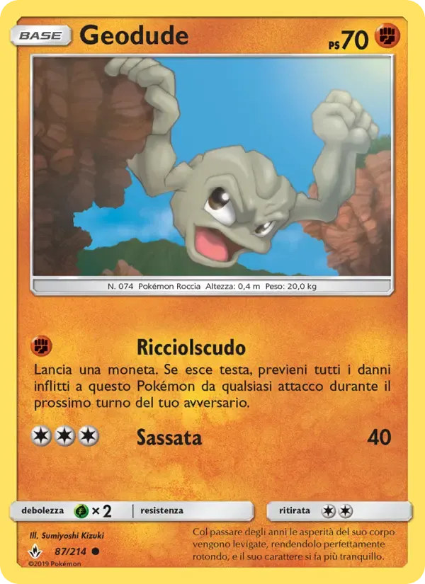 Geodude — Legami Inossidabili 87 Italian Pokémon card