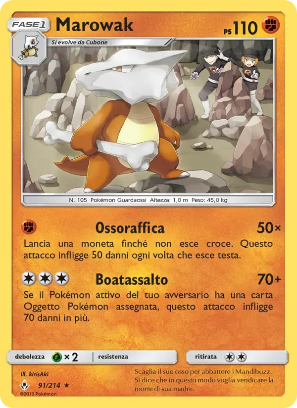 Marowak — Legami Inossidabili 91 Italian Pokémon card