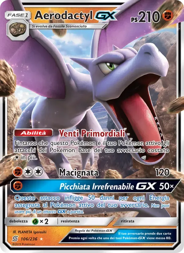 Aerodactyl GX — Sintonia Mentale 106 Italian Pokémon card