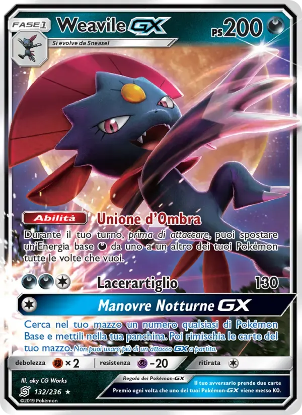 Weavile GX — Sintonia Mentale 132 Italian Pokémon card
