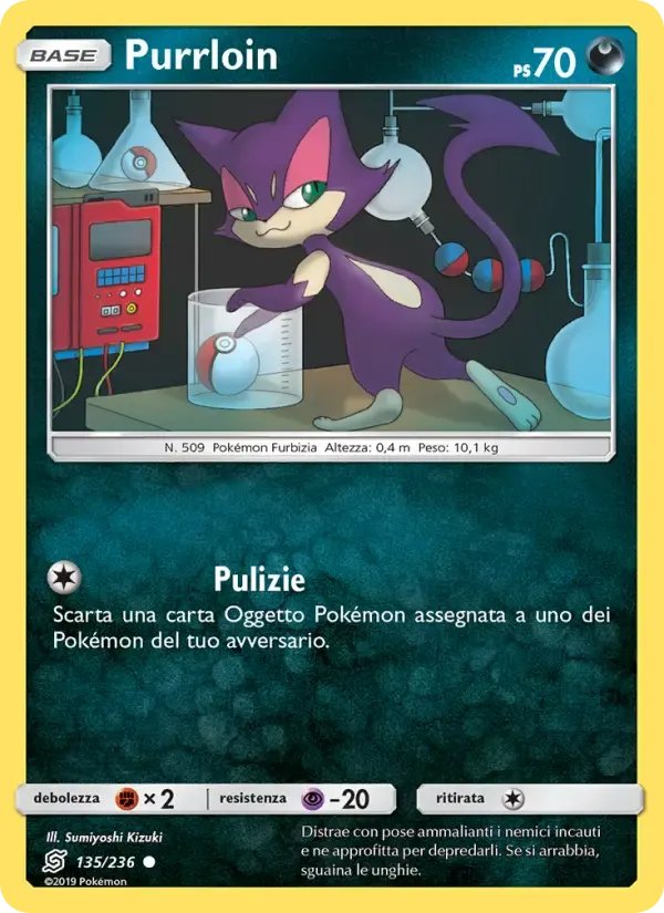 Purrloin — Sintonia Mentale 135 Italian Pokémon card