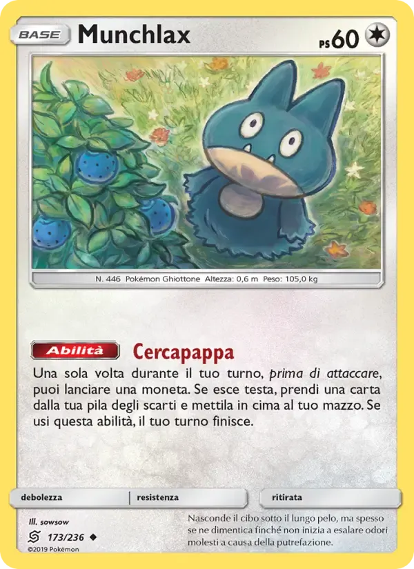 Munchlax — Sintonia Mentale 173 Italian Pokémon card