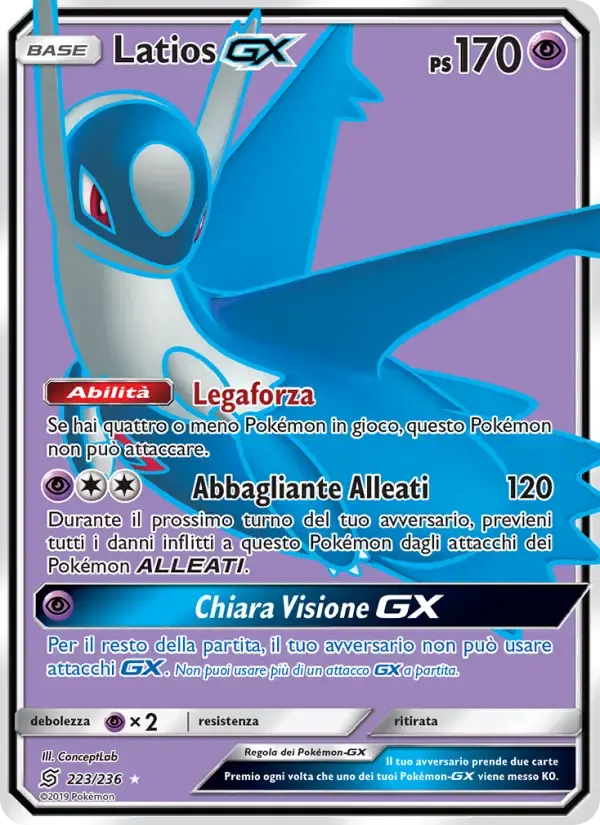 Latios GX — Sintonia Mentale 223 Italian Pokémon card
