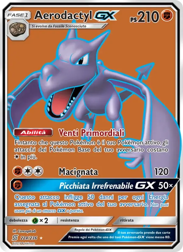 Aerodactyl GX — Sintonia Mentale 224 Italian Pokémon card