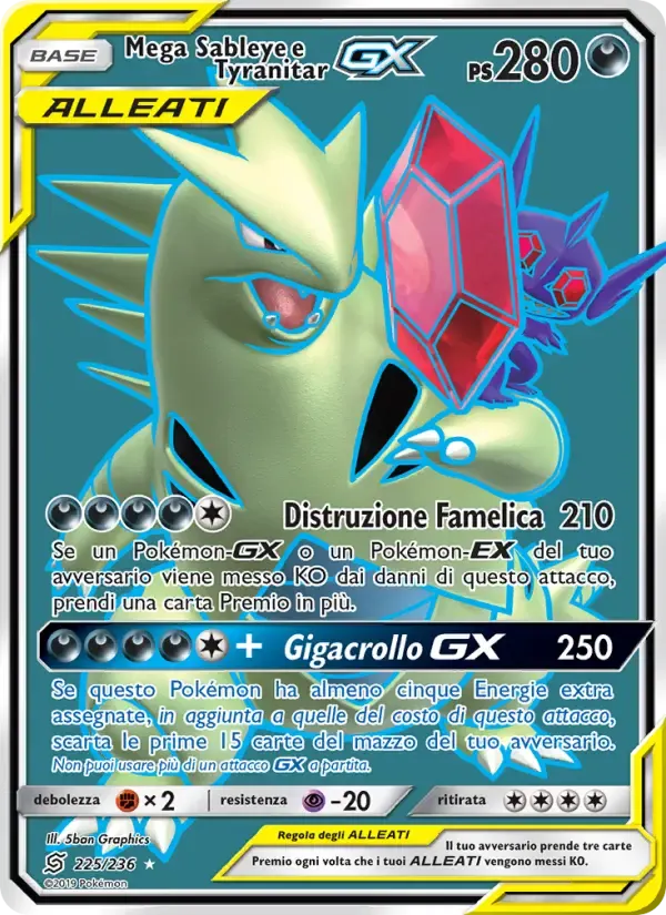 Mega Sableye e Tyranitar GX — Sintonia Mentale 225 Italian Pokémon card
