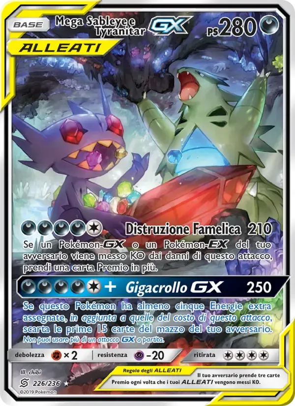 Mega Sableye e Tyranitar GX — Sintonia Mentale 226 Italian Pokémon card