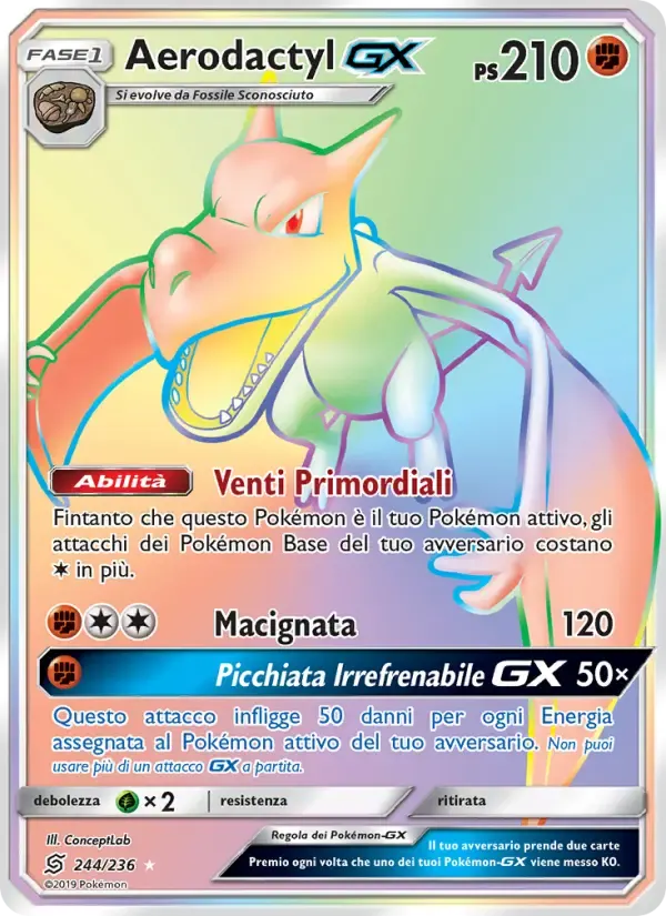 Aerodactyl GX — Sintonia Mentale 244 Italian Pokémon card
