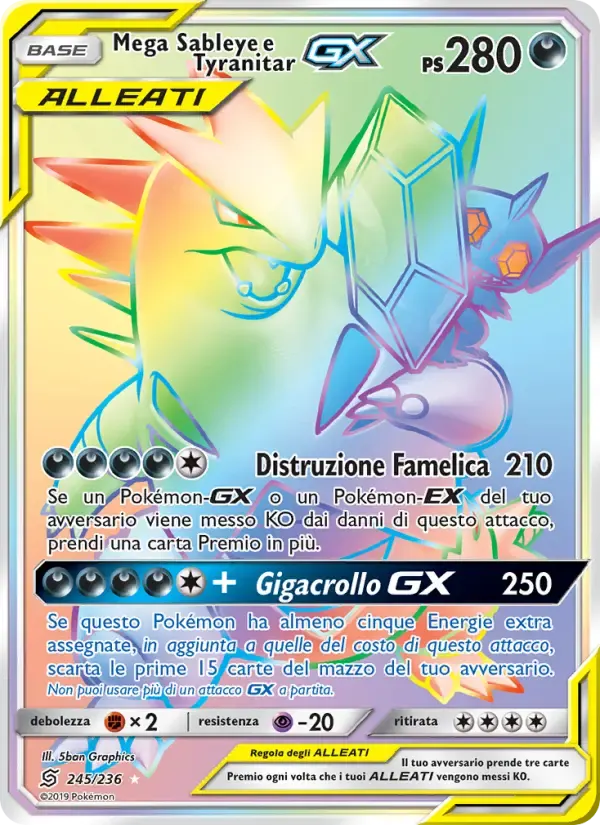 Mega Sableye e Tyranitar GX — Sintonia Mentale 245 Italian Pokémon card