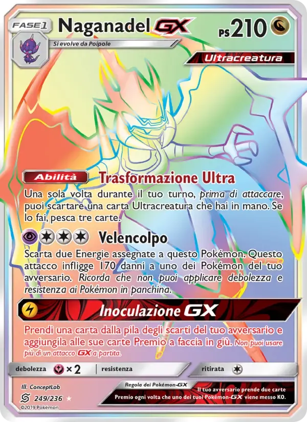 Naganadel GX — Sintonia Mentale 249 Italian Pokémon card