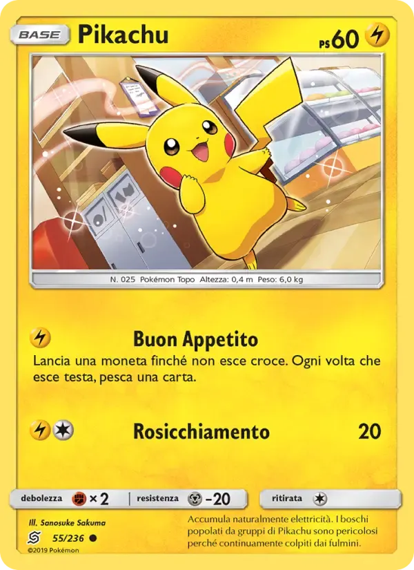 Pikachu — Sintonia Mentale 55 Italian Pokémon card