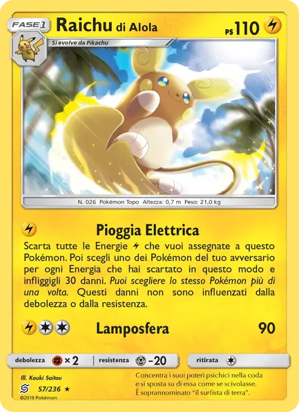 Raichu di Alola — Sintonia Mentale 57 Italian Pokémon card