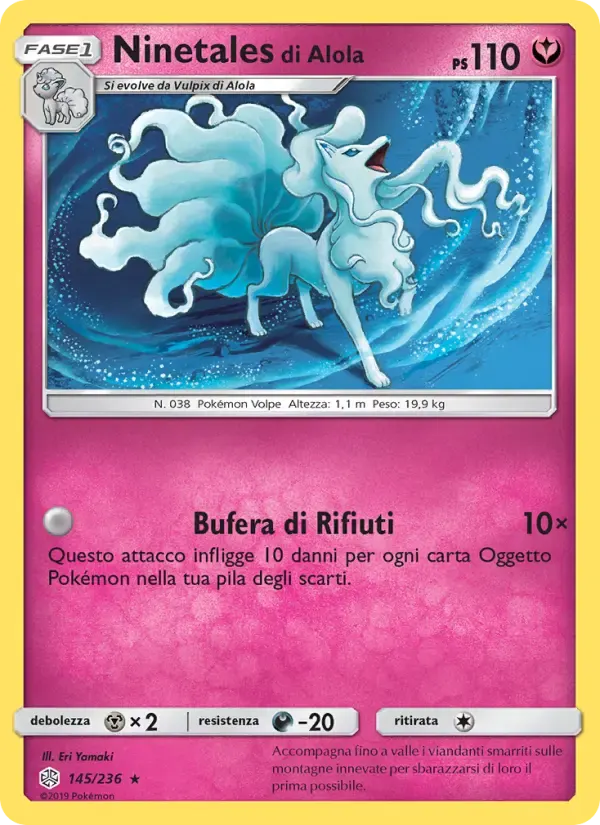 Ninetales di Alola — Eclissi Cosmica 145 Italian Pokémon card