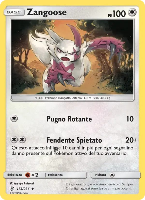 Zangoose — Eclissi Cosmica 173 Italian Pokémon card