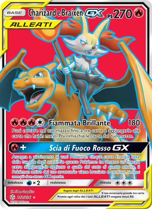 Charizard e Braixen GX — Eclissi Cosmica 212 Italian Pokémon card