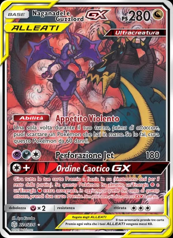 Naganadel e Guzzlord GX — Eclissi Cosmica 224 Italian Pokémon card