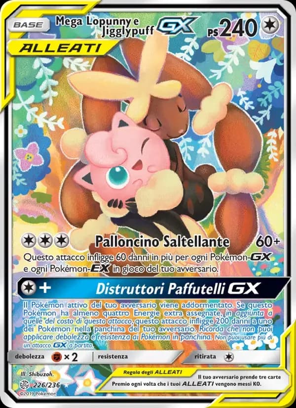 Mega Lopunny e Jigglypuff GX — Eclissi Cosmica 226 Italian Pokémon card