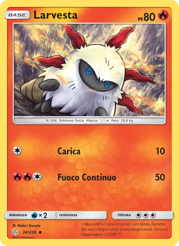 Larvesta — Eclissi Cosmica 34 Italian Pokémon card