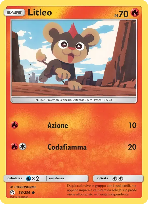 Litleo — Eclissi Cosmica 36 Italian Pokémon card