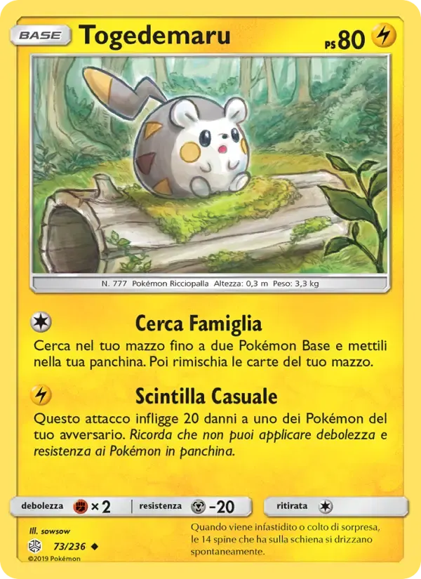Togedemaru — Eclissi Cosmica 73 Italian Pokémon card