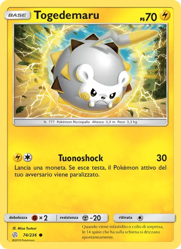 Togedemaru — Eclissi Cosmica 74 Italian Pokémon card