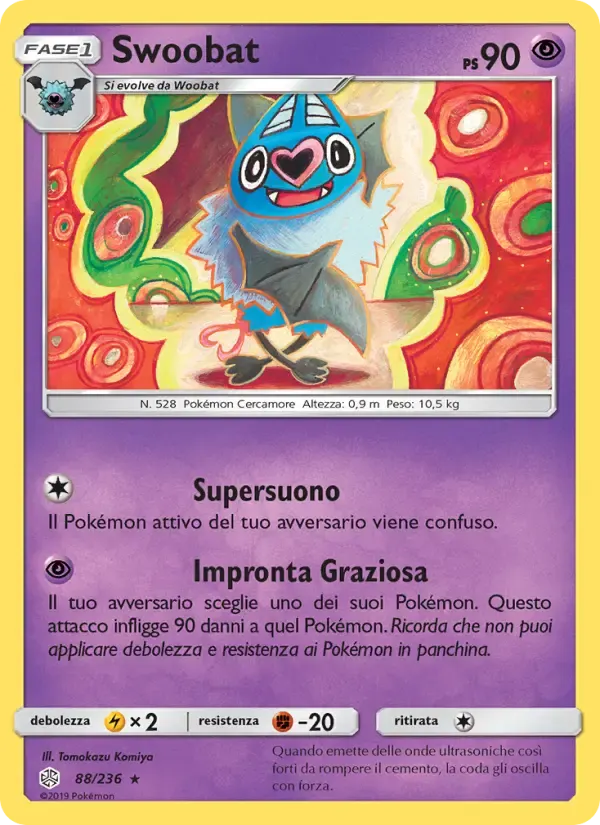 Swoobat — Eclissi Cosmica 88 Italian Pokémon card