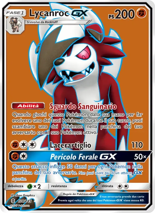 Lycanroc GX — Guardiani Nascenti 138 Italian Pokémon card
