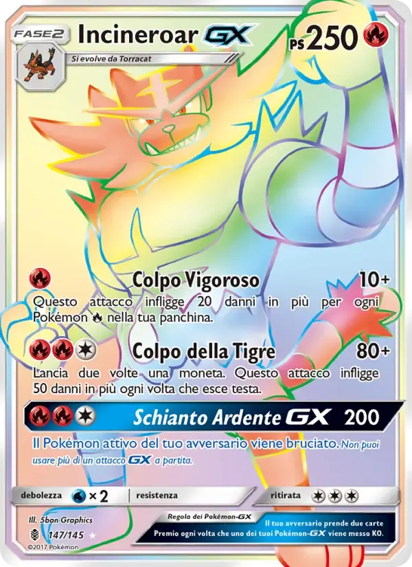 Incineroar GX — Guardiani Nascenti 147 Italian Pokémon card