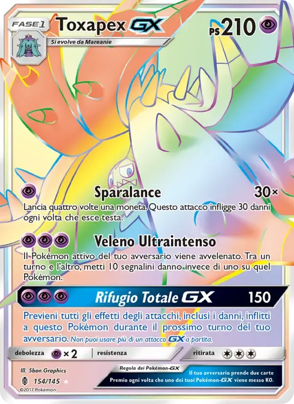Toxapex GX — Guardiani Nascenti 154 Italian Pokémon card
