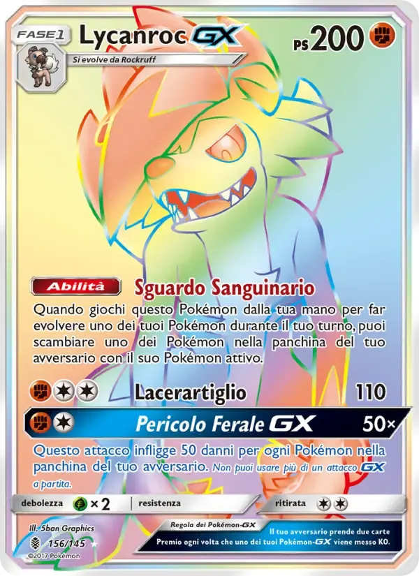 Lycanroc GX — Guardiani Nascenti 156 Italian Pokémon card