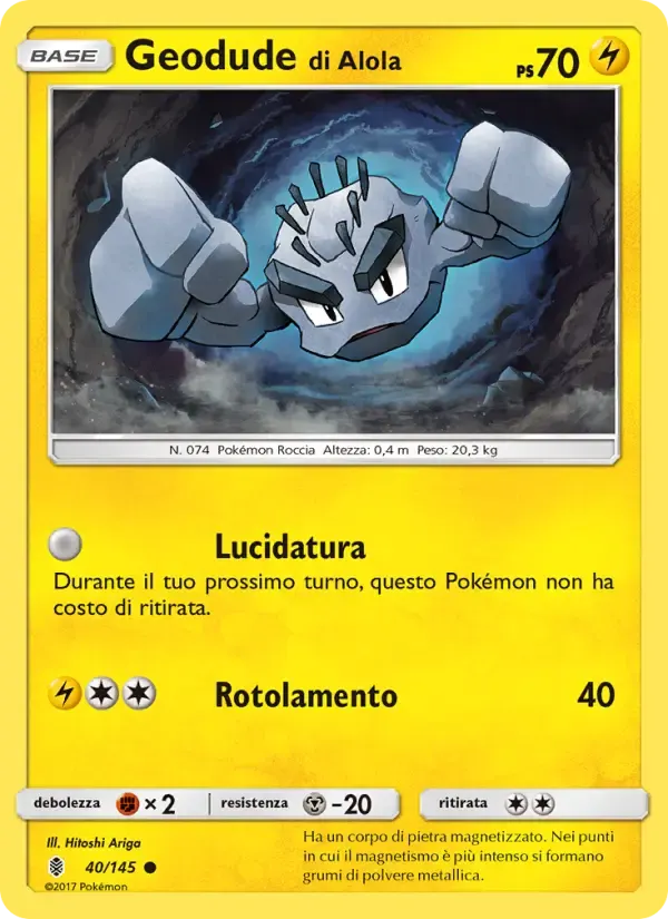 Geodude di Alola — Guardiani Nascenti 40 Italian Pokémon card
