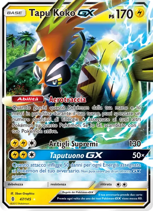Tapu Koko GX — Guardiani Nascenti 47 Italian Pokémon card