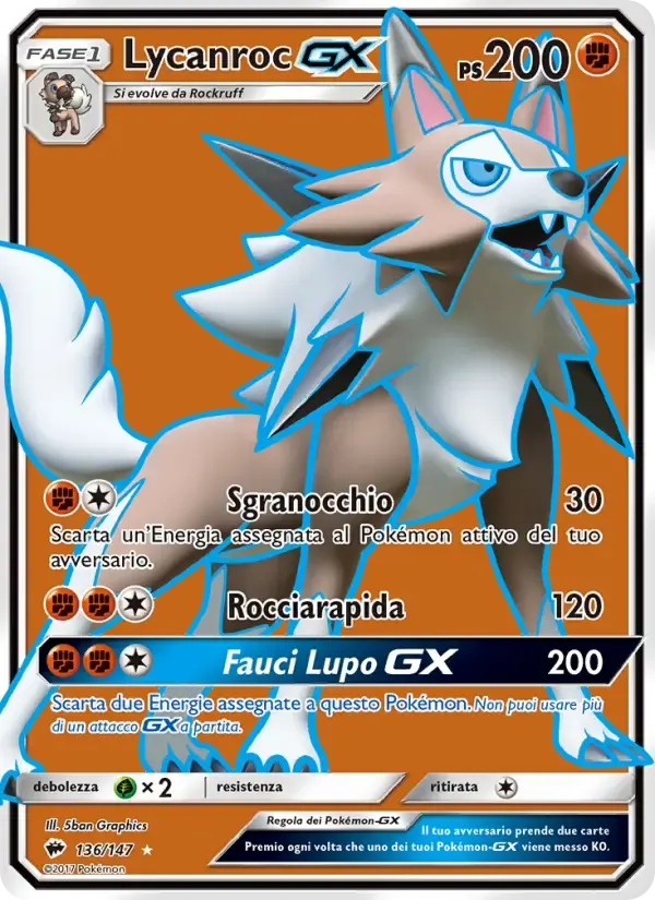 Lycanroc GX — Ombre Infuocate 136 Italian Pokémon card