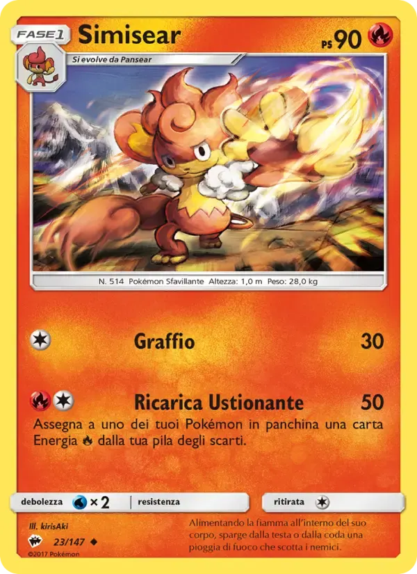 Simisear — Ombre Infuocate 23 Italian Pokémon card