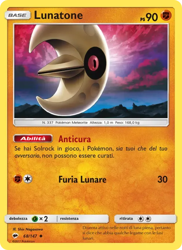 Lunatone — Ombre Infuocate 68 Italian Pokémon card