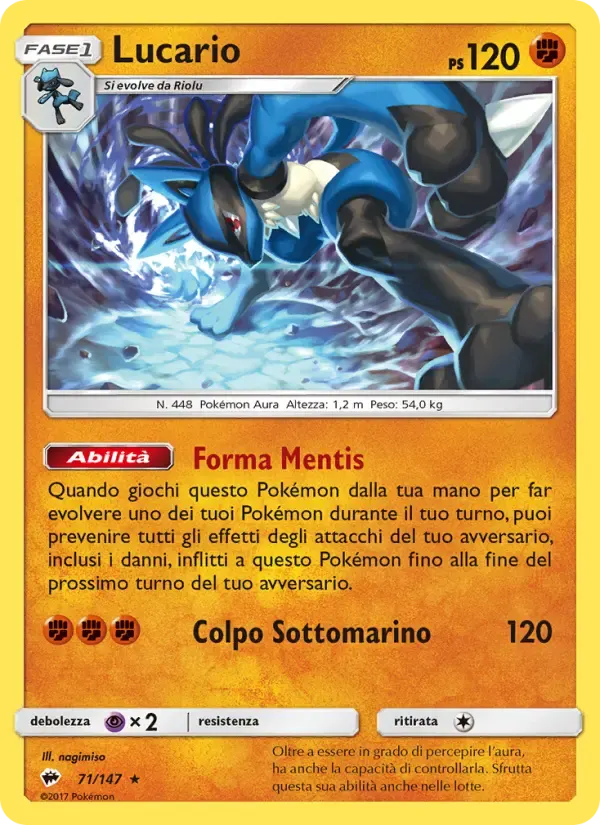 Lucario — Ombre Infuocate 71 Italian Pokémon card