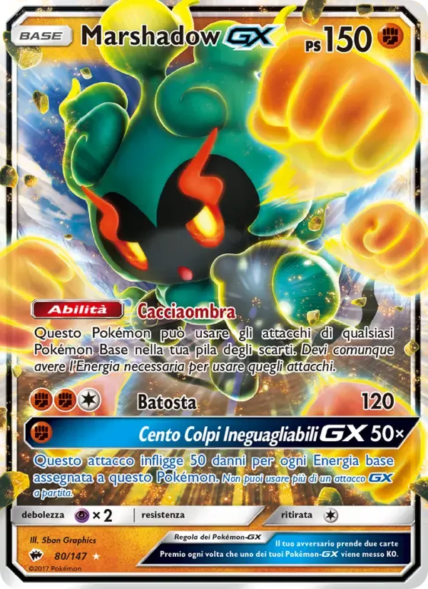 Marshadow GX — Ombre Infuocate 80 Italian Pokémon card