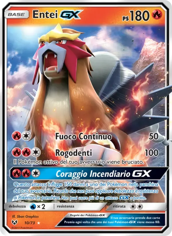 Entei GX — Leggende Iridescenti 10 Italian Pokémon card
