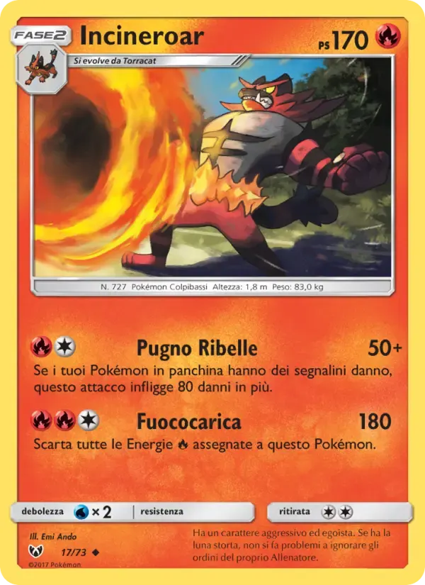 Incineroar — Leggende Iridescenti 17 Italian Pokémon card
