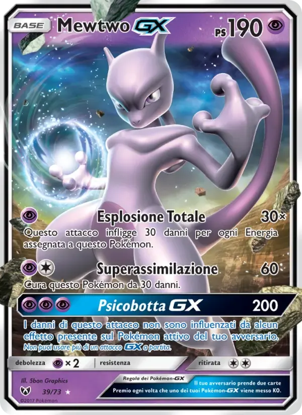 Mewtwo GX — Leggende Iridescenti 39 Italian Pokémon card